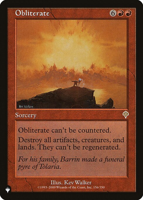 Obliterate - The List Reprints - #INV-156